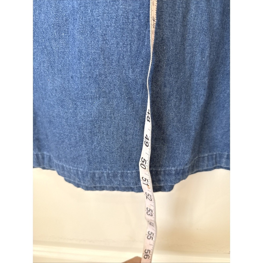 Vintage Fads Denim Maxi Dress Kokopelli Flute Player Blue Cotton Large RN 84789 - Picture 9 of 10